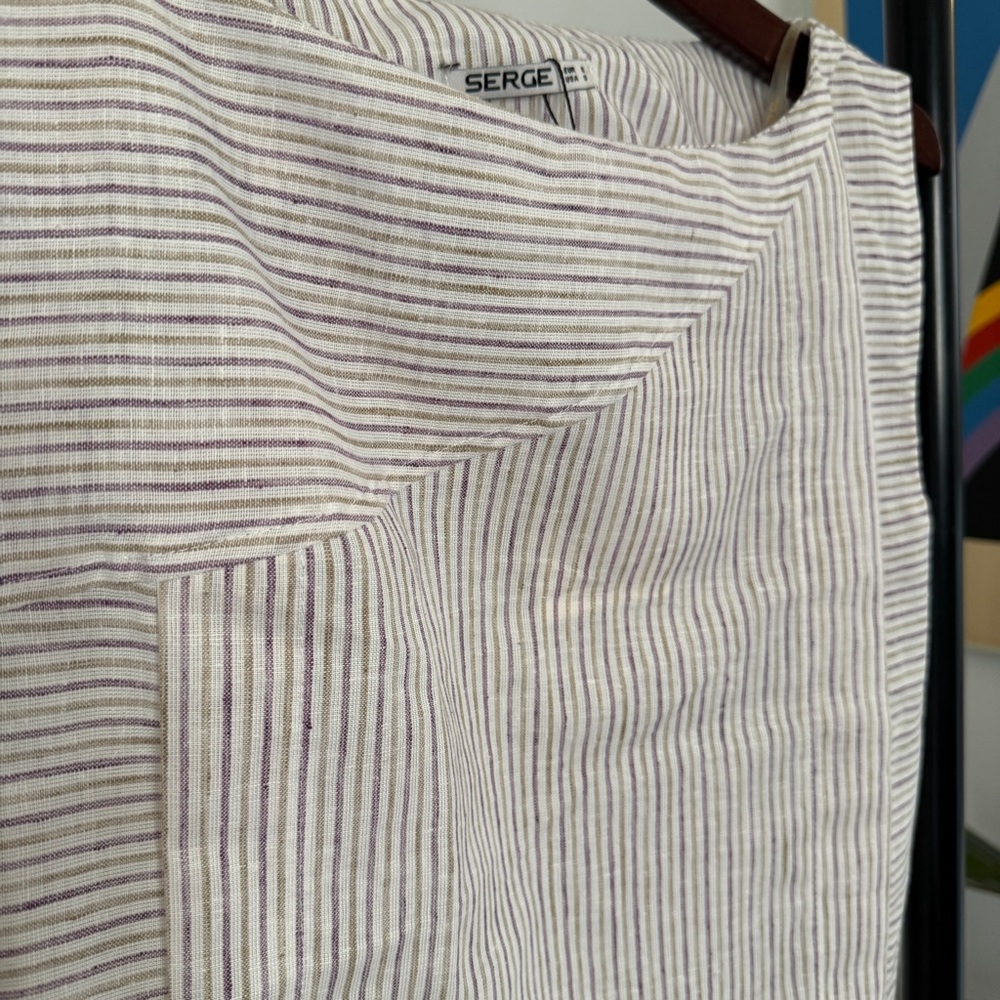 Serge White and Purple Striped Top